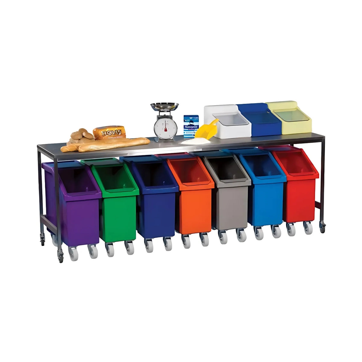 Food Grade Mobile Ingredient Bin with Dispenser Flap – 150L